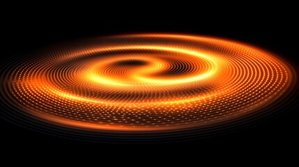 Glowing concentric vortex of orange light on dark background

