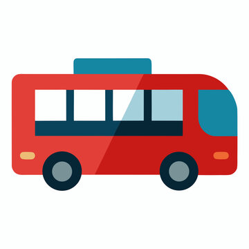 Red bus vehicle isolated on white background illustration of transport automobile icon