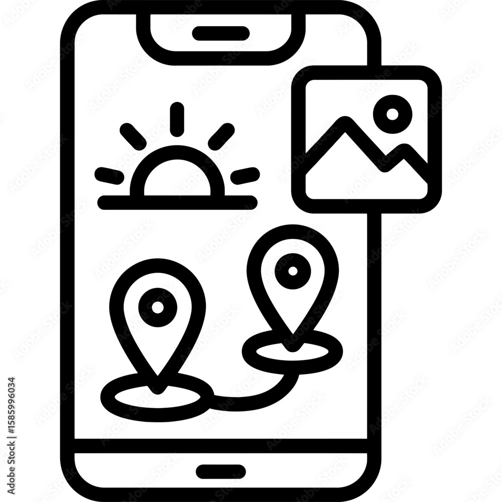 Poster location scouting app outline icon vector
