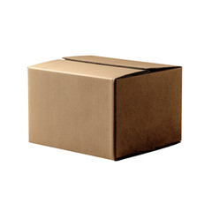 A simple kraft cardboard box isolated on a white background for packaging and shipping