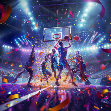 Basketball Game Action Dunk, Victory Celebration