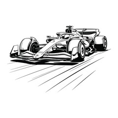 Obraz premium Racing car one-line art vector illustration