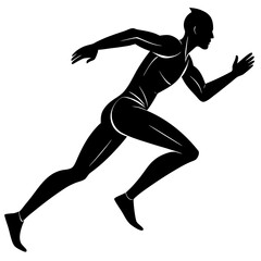 Athletic runner mid stride silhouette running athlete