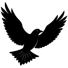 Black bird flying wings spread wide silhouette