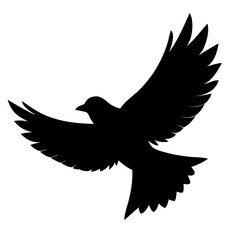 Black bird silhouette in flight flying wings spread