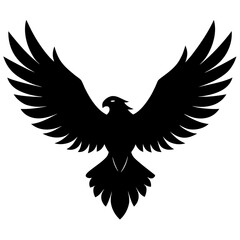 Fototapeta premium Black eagle silhouette soaring wings spread wide bird