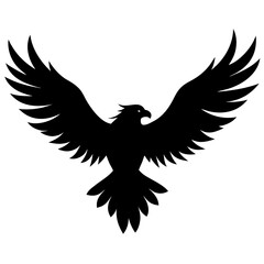 Black eagle soaring sharp wings spread wide bird flying