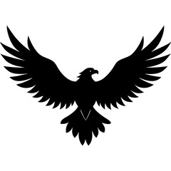 Obraz premium Black eagle spread wings silhouette bird flying