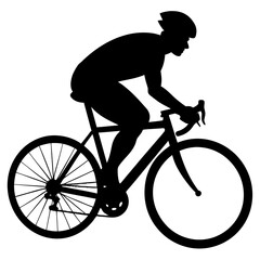 Cyclist riding road bike side view silhouette cycling
