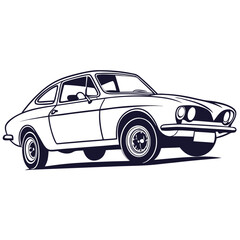 Obraz premium Vintage classic car illustration showcasing timeless automotive design with streamlined features and elegant curves perfect for nostalgic themes and