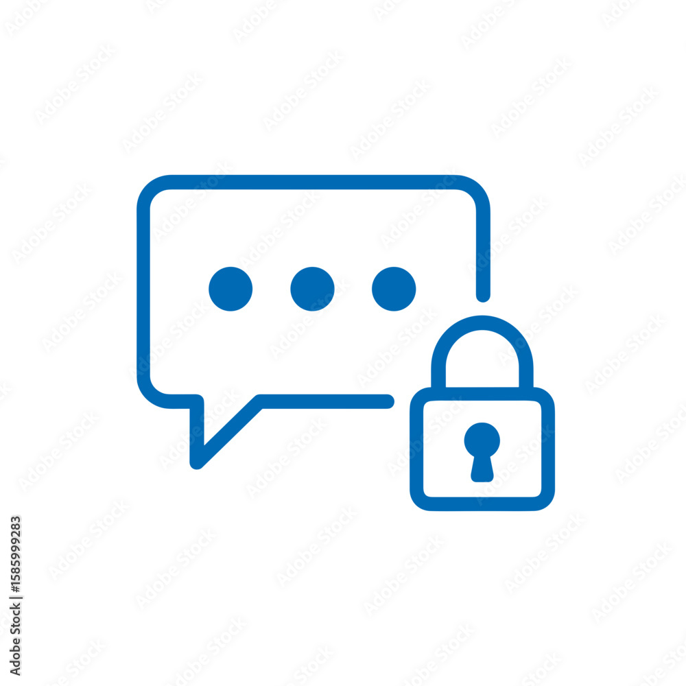 Poster chat icon with lock symbol for secure messaging
