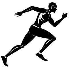 Runner in motion black silhouette running athlete