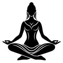 Silhouette woman meditating lotus pose meditation yoga