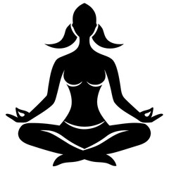 Woman meditating in lotus pose silhouette yoga