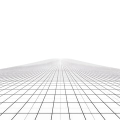 Abstract perspective view of a grid vanishing to the horizon against white