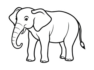 Fototapeta premium A simple line drawing of an elephant with thick black outlines isolated on white background 