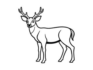 Stylized illustration of a deer with antlers standing gracefully isolated on white background
