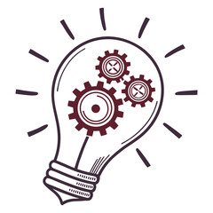 Innovative Concept of Combining Mechanical Gears Inside a Lightbulb to Represent Creative Technical Solutions and Bright Ideas for Engineering