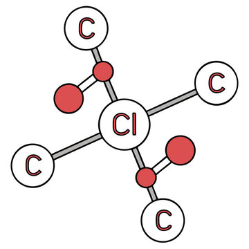 Molecular structure of chloromethane highlighting chemical bonds and atomic composition for educational purposes and scientific visualization