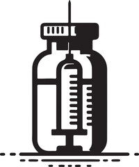 Simple Vector Illustration of a Syringe and Vial