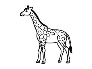 Fototapeta premium Stylized cartoon illustration of a giraffe with distinctive spots isolated on white background 
