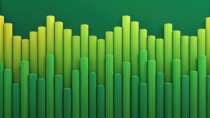 Obraz premium Numerous vertical green and yellow cylindrical tubes arranged in rows background texture abstract