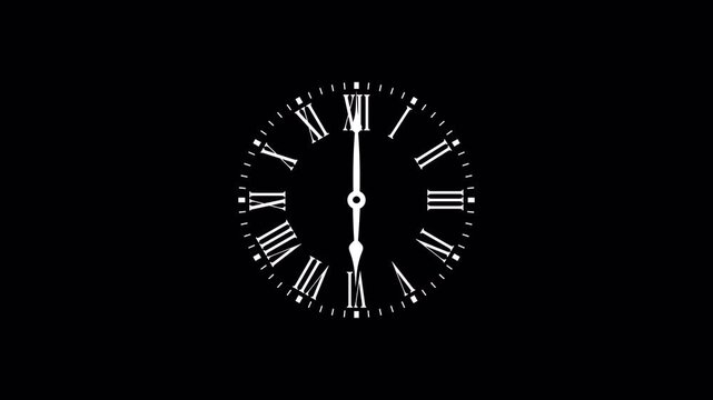 analog clock with Roman numerals animation