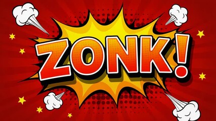 Red And Yellow Comic Book Zonk Explosion Graphic - Powered by Adobe