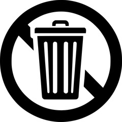 Recycling Bin Icon: A minimalist, high-contrast image of a recycling bin with a prohibition symbol, suggesting waste management and environmental protection.