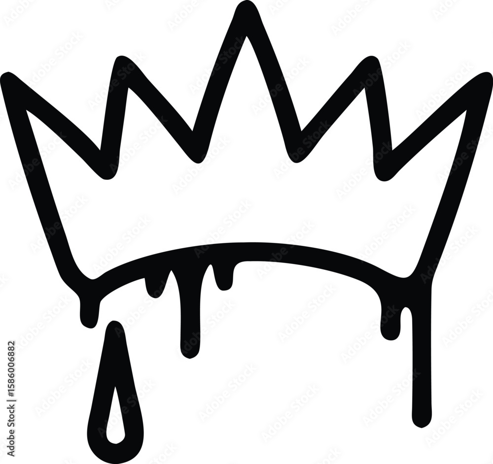 Poster simple dripping crown line drawing for design and logo elements