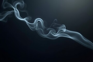 Fototapeta premium Elegant swirling white smoke wisps against a dark gradient background