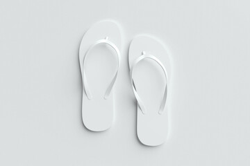 Blank white flip flops on a white cutted background. for Mock-up.
