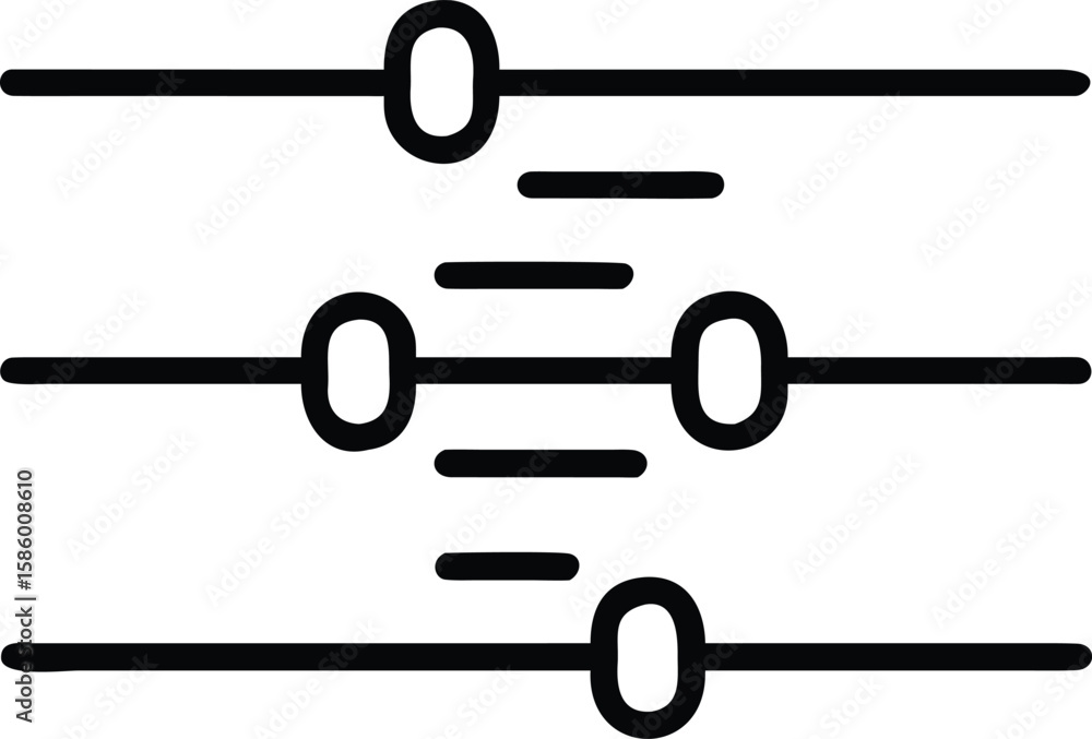 Aufkleber simple flat line icon of sliders with connecting bars for adjustment interface