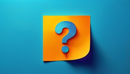 the question mark on a sticky note against a vibrant blue background