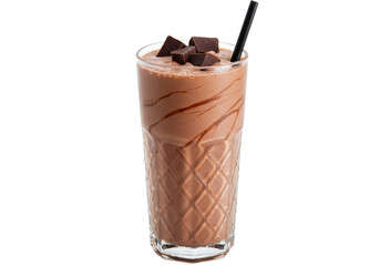 Isolated Decadent Chocolate Smoothie with Chocolate Chunk Garnish
