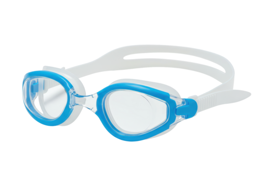 Isolated Blue and White Swimming Goggles for Water Sports