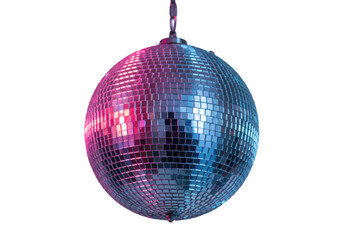 Isolated Disco Ball with Pink and Blue Lighting