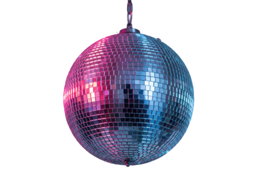 Isolated Disco Ball with Pink and Blue Lighting
