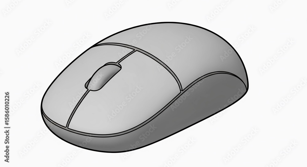 Fototapete a grayscale illustration of a computer mouse, showing its buttons and scroll wheel.