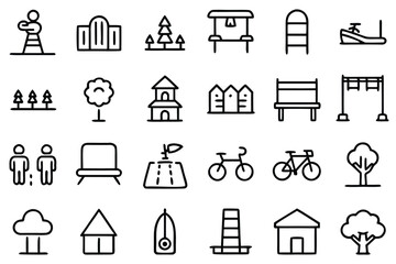 Collection of park and outdoor activity icons park icons outdoor icons