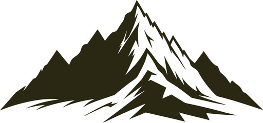 Minimalist Monochrome Mountain Range Logo or Icon Design Element 