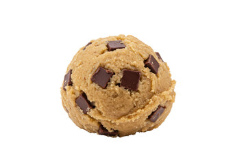 Isolated Raw Chocolate Chip Cookie Dough Scoop Before Baking