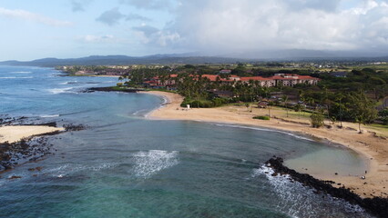 Drone footage of beach in Kauai Hawaii