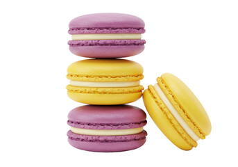 Isolated Stack of Colorful Macarons with Leaning One - Sweet Temptations