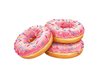 Isolated Stack of Three Pink Frosted Donuts with Sprinkles