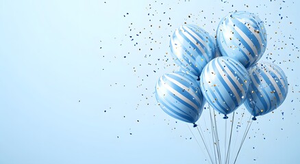 Happy birthday greeting 3d design. Birthday greeting text with blue and white inflatable balloons for boys invitation card template. illustration birth day card design. 