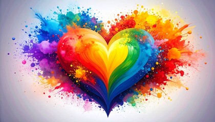 Vibrant rainbow heart explosion paint powder