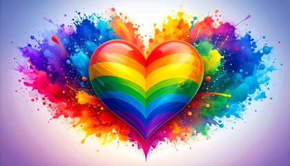Vibrant rainbow heart explosion pride LGBT