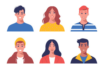Diverse Faces: A vibrant collection of diverse portraits showcasing individual characters, each exuding unique expressions and personality in graphic style.