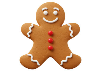 Isolated Smiling Gingerbread Man Cookie